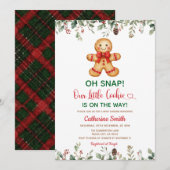Plaid Gingerbread Classic Christmas Baby Shower  招待状 (正面/裏面)
