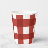 Plaid Gingham Cherry Girls Birthday 紙コップ (裏面)
