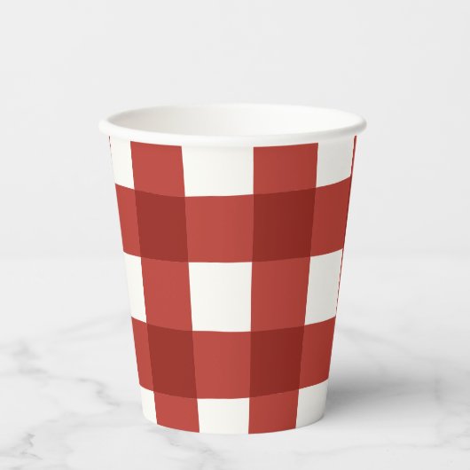 Plaid Gingham Cherry Girls Birthday 紙コップ (正面)