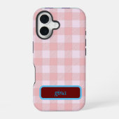 Plaid Gingham Personalized iPhone 16ケース (裏面)