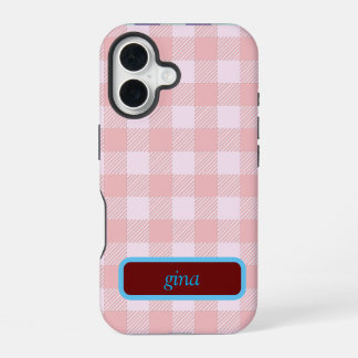 Plaid Gingham Personalized iPhone 16ケース