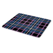 Plaid Glass Cutting Board – Bold Blue & Lavender カッティングボード (角)