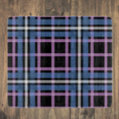 Plaid Glass Cutting Board – Bold Blue & Lavender カッティングボード