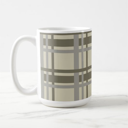 Plaid gray and cream コーヒーマグカップ (左)