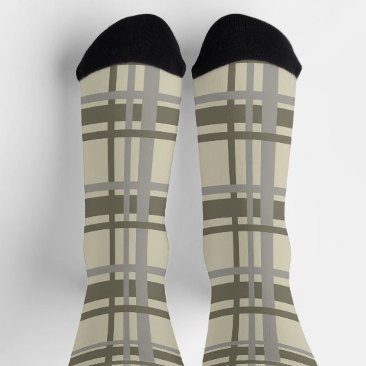 Plaid gray and cream ソックス (上部)
