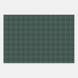 Plaid Green Blue Tartan Holiday ラッピングペーパーシート
