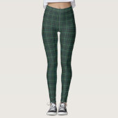 Plaid Green Blue Tartan Traditional Style レギンス (正面)