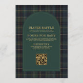 Plaid Green Teddy Bear All in One Baby Shower 招待状 (裏面)