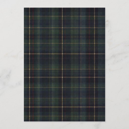 Plaid Green Teddy Bear Clothesline Baby Shower 招待状 (裏面)