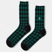 Plaid Green & White Initial Monogram Socks ソックス (左)