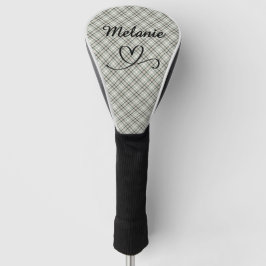Plaid Greens and Beige Heart Pickleball Paddle ゴルフヘッドカバー