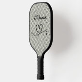 Plaid Greens and Beige Heart Pickleball Paddle ピックルボールラケット (左)