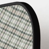 Plaid Greens and Beige Heart Pickleball Paddle ピックルボールラケット (左詳細)