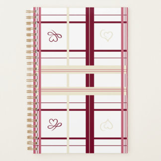 Plaid Hearts Spiral Planner- Whimsical Burgundy  プランナー手帳