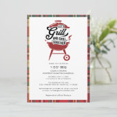 Plaid I DO BBQカップルシャワー婚約パーティ 招待状 (スタンド正面)