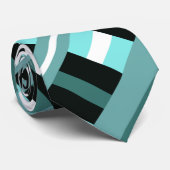 Plaid in Aqua,ティール(緑がかった色),白黒パターモダンン ネクタイ (ロール)