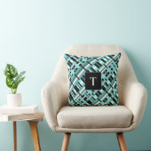 Plaid in Aqua,ティール(緑がかった色),白黒モノグラム クッション (椅子)