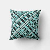 Plaid in Aqua,ティール(緑がかった色),白黒モノグラム クッション (裏面)