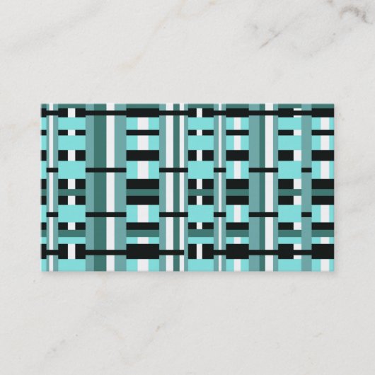 Plaid in Aqua,ティール（緑がかった色），白黒 名刺 (正面)