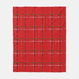 plaid in red, gold, green, silver, & blue フリースブランケット