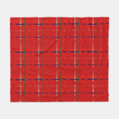 plaid in red, gold, green, silver, & blue フリースブランケット (正面(横))
