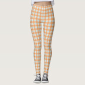 Plaid leggings with a vibrant orange, blue レギンス (正面)