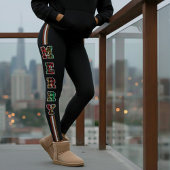 Plaid & Leopardメリープリントサイドのクリスマスストライプを飾る レギンス