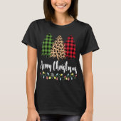 Plaid Leopard Patterns Merry Christmas Tree for Mo Tシャツ (正面)