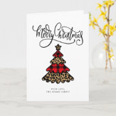 Plaid & Leopard Printクリスマスツリー カード (黄色い花)