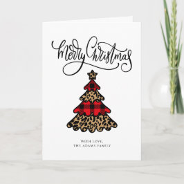 Plaid & Leopard Printクリスマスツリー カード