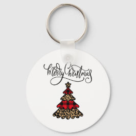 Plaid & Leopard Printクリスマスツリー キーホルダー
