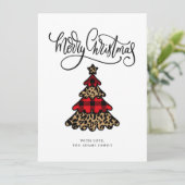 Plaid & Leopard Printクリスマスツリー シーズンカード (スタンド正面)