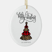 Plaid & Leopard Printクリスマスツリー セラミックオーナメント (右)