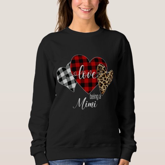 Plaid Leopard Print Love Being a Mimi スウェットシャツ (正面)
