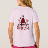 Plaid Merry Christmas Girls T-Shirt Tシャツ (裏面)