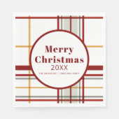 Plaid Merry Christmas Holiday Party Paper Plate スタンダードランチョンナプキン (正面)