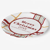 Plaid Merry Christmas Holiday Party Paper Plate ペーパープレート (アングル)