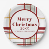 Plaid Merry Christmas Holiday Party Paper Plate ペーパープレート (正面)