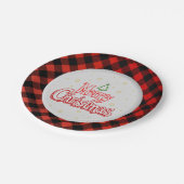 Plaid Merry Christmas Paper Plate ペーパープレート (アングル)