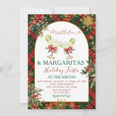 Plaid Mistletoe & Margaritas Holiday Party Invitat 招待状 (正面)
