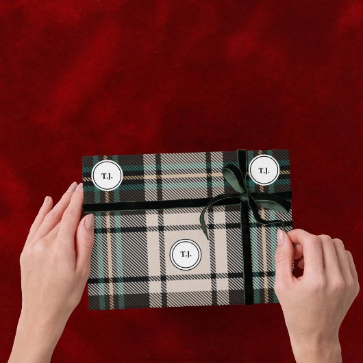 Plaid Monogram Classic Christmas Wrapping Paper ラッピングペーパー