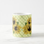 Plaid Mugs Cupsのヒマワリ コーヒーマグカップ (中央)