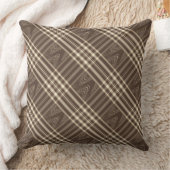 Plaid n Swirls Brown n Cream装飾用クッションmcful クッション (ブランケット)