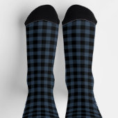Plaid Navy & White Initial Monogram Socks ソックス (上部)