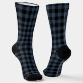 Plaid Navy & White Initial Monogram Socks ソックス (傾斜あり)