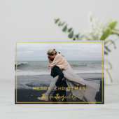 Plaid Newlywedsモダンの写素朴真金ゴールド 箔シーズンカード (立ち正面)