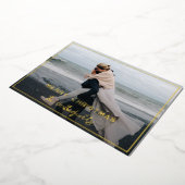 Plaid Newlywedsモダンの写素朴真金ゴールド 箔シーズンカード (回転した状態)