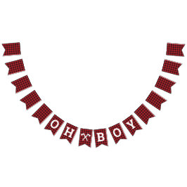 Plaid Oh男の子の赤ちゃんシャワーのバンティングバナー バンティングフラッグ