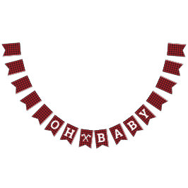 Plaid Oh赤ちゃんシャワーのバンティングバナー バンティングフラッグ