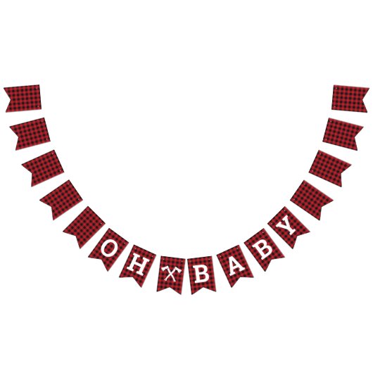 Plaid Oh赤ちゃんシャワーのバンティングバナー バンティングフラッグ (全)